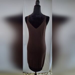 Guess Brown Sheath Midi Dress V-Neck Cocktail